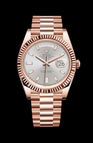 Rolex Day-Date 40 Everose / Sundust - Baguette