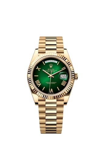 Rolex Day-Date 40 Yellow Gold - Fluted / Green - Ombré