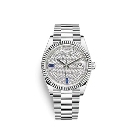 Rolex Day-Date 40 Platinum - Fluted / Paved