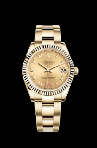 Rolex Datejust 31 Yellow Gold Fluted / Oyster / Champagne Roman