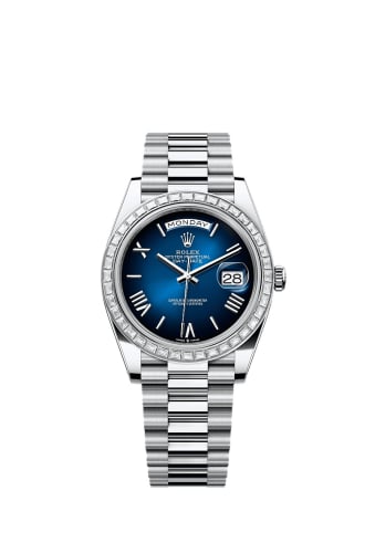 Rolex Day-Date 40 Platinum - Baguette / Blue Ombré