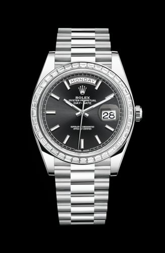 Rolex Day-Date 40 Platinum - Baguette / Black