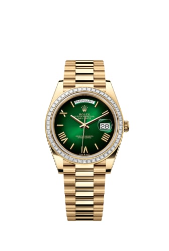 Rolex Day-Date 40 Yellow Gold - Baguette / Green Ombré