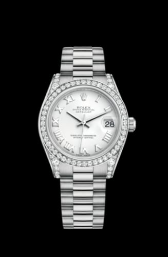 Rolex Datejust 31 White Gold Diamond / President / White Roman