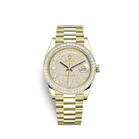 Rolex Day-Date 40 Yellow Gold - Baguette / Paved