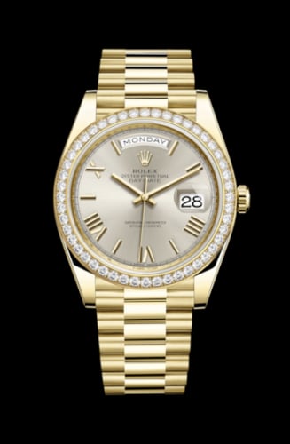 Rolex Day-Date 40 Yellow Gold / Diamond / Silver - Roman