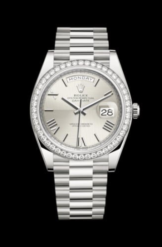 Rolex Day-Date 40 White Gold - Diamond / Silver Quadrant