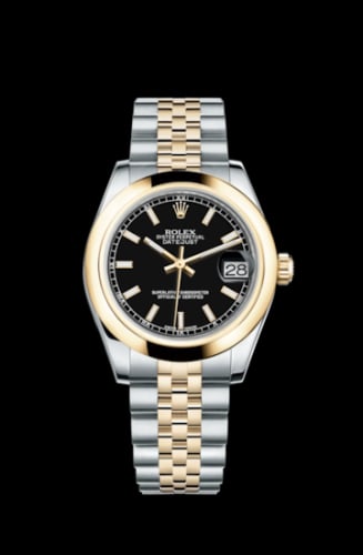 Rolex Datejust 31 Rolesor Yellow Domed / Jubilee / Black