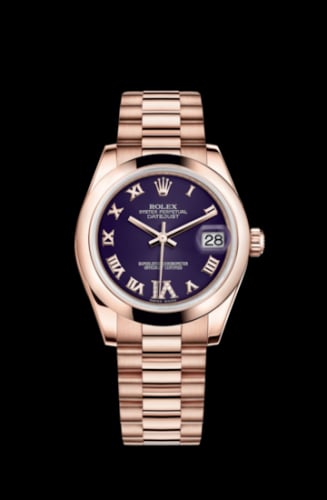 Rolex Datejust 31 Everose Domed / President / Purple Roman
