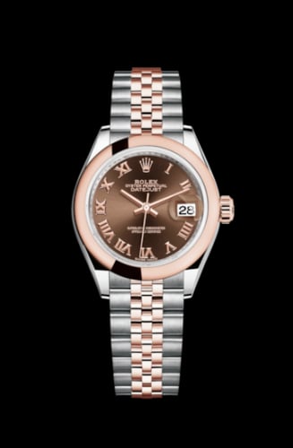 Rolex Lady-Datejust 28 Rolesor Rose Domed / Jubilee / Chocolate Roman