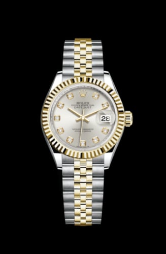 Rolex Lady-Datejust 28 Rolesor Yellow Fluted / Jubilee / Silver Diamond