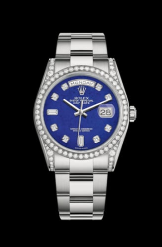 Rolex Day-Date 36 White Gold Diamonds / President / Lapis