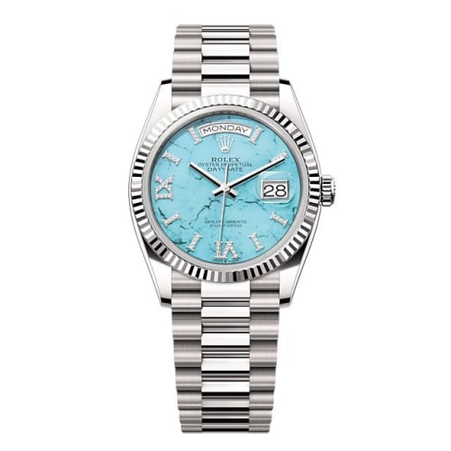 Rolex Day-Date 36 White Gold - Fluted / Turquoise / President
