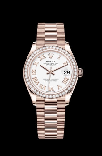 Rolex Datejust 31 Rose Gold / Diamond / White - Roman / President