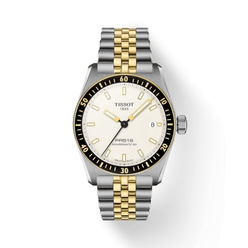 Tissot PR516 Powermatic 80 Stainless Steel - Yellow Gold / White / Bracelet