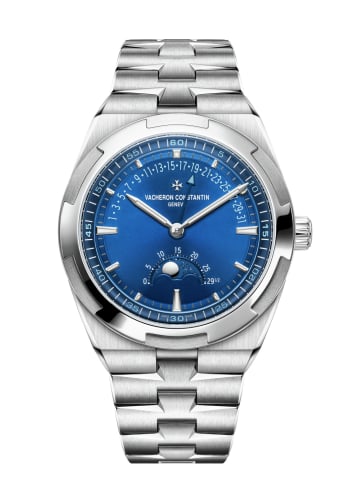 Vacheron Constantin Overseas Moon Phase Retrograde Date Stainless Steel / Blue