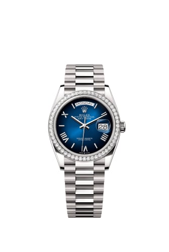 Rolex Day-Date 36 White Gold - Diamond / Blue Ombré - Roman / President