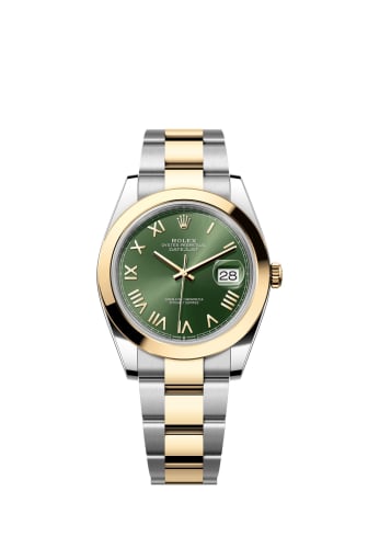 Rolex Datejust 41 Stainless Steel - Yellow Gold - Smooth / Green Roman / Oyster