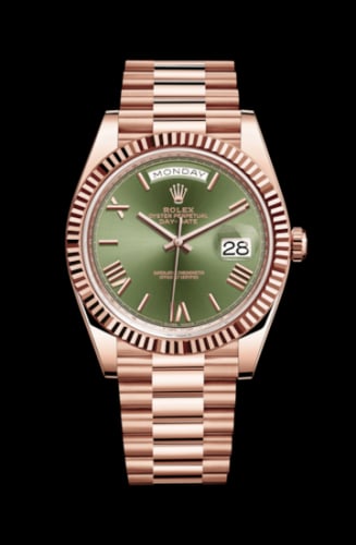 Rolex Day-Date 40 Everose / Olive - Roman