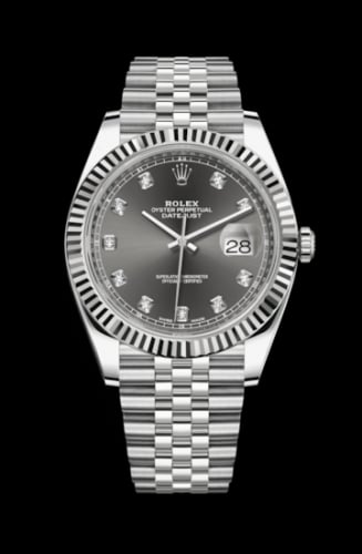 Rolex Datejust 41 Stainless Steel Fluted / Jubilee / Dark Rhodium - Diamond