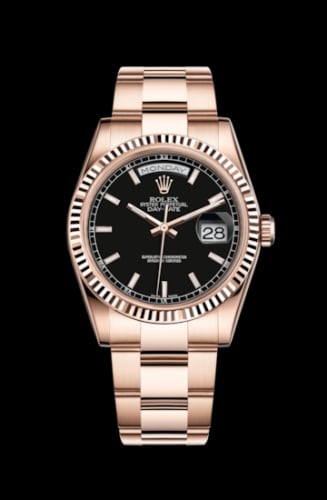 Rolex Day-Date 36 Everose Fluted / Oyster / Black
