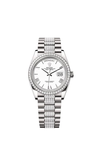 Rolex Day-Date 36 White Gold - Diamond / White - Roman / President - Diamond
