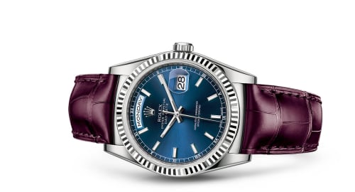Rolex Day-Date 36 White Gold / Strap / Blue