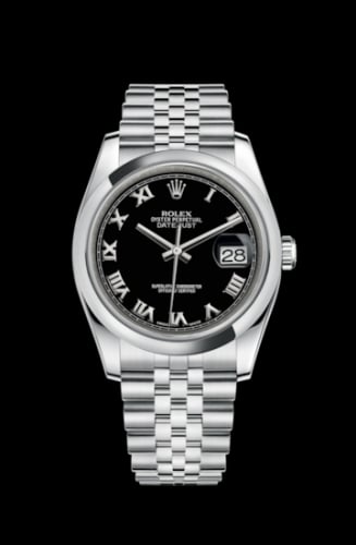Rolex Datejust 36 Stainless Steel Domed / Jubilee / Black Roman