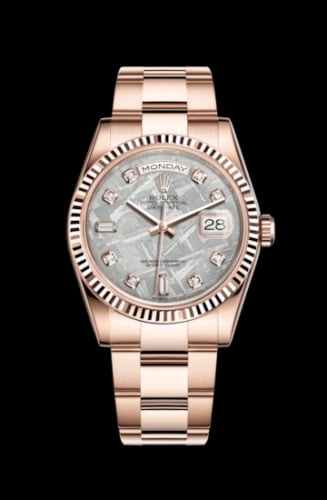 Rolex Day-Date 36 Everose Fluted / President / Meteorite Diamonds