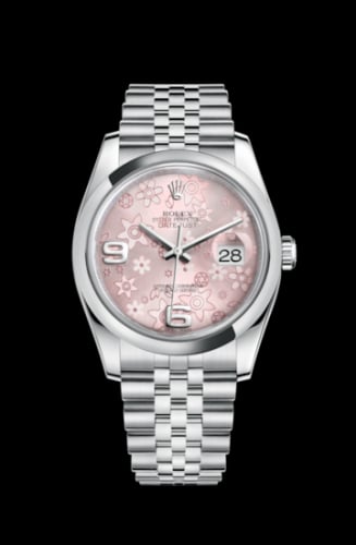 Rolex Datejust 36 Stainless Steel Domed / Jubilee / Pink Floral