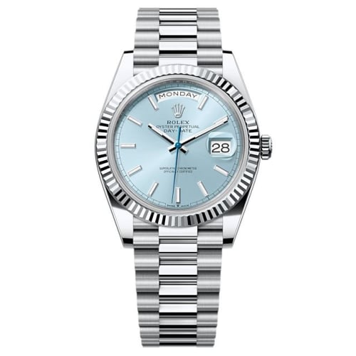 Rolex Day-Date 40 Platinum - Fluted / Ice Blue