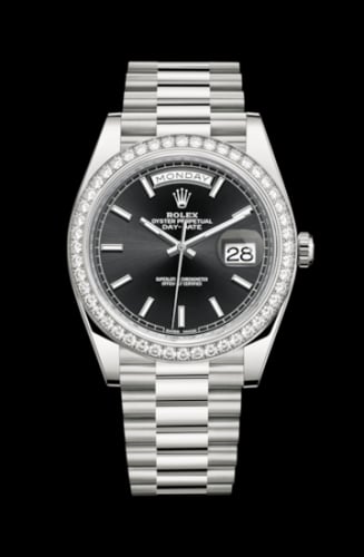 Rolex Day-Date 40 White Gold - Diamond / Black