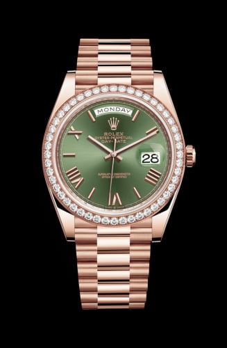Rolex Day-Date 40 Everose - Diamond / Green - Roman