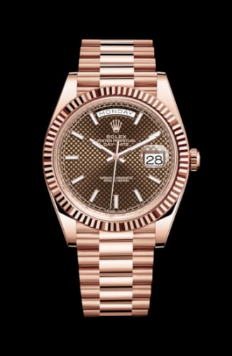 Rolex Day-Date 40 Everose / Chocolate Diagonal Motif