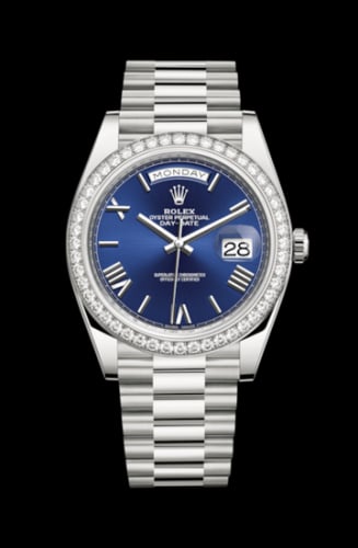 Rolex Day-Date 40 White Gold - Diamond / Blue Roman
