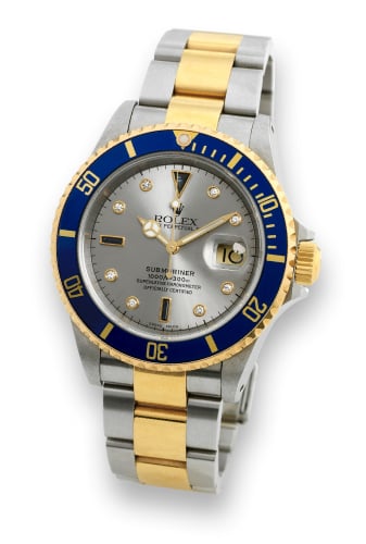 Rolex Submariner Date 16613 Serti Silver