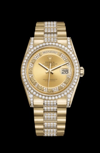 Rolex Day-Date 36 Yellow Gold Diamonds / President Diamonds / Champagne Roman