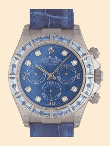 Rolex Daytona White Gold Blue Sapphire Strap Sodalite Diamond