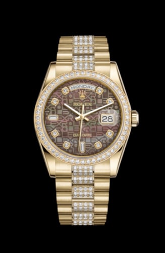 Rolex Day-Date 36 Yellow Gold Diamonds / President / Black MOP Computer