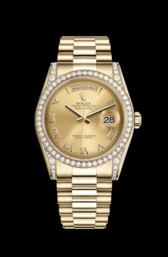 Rolex Day-Date 36 Yellow Gold Diamonds / President / Champagne Roman