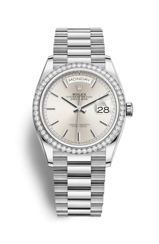 Rolex Day-Date 36 White Gold / Diamond / Silver / President
