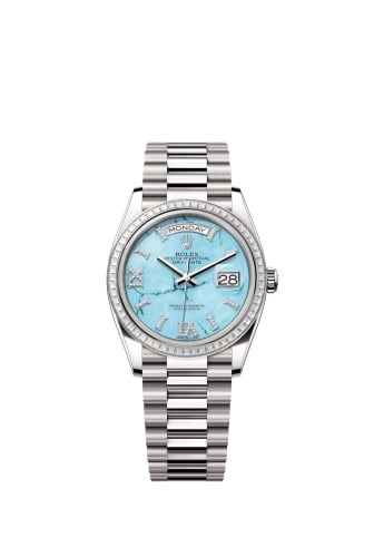 Rolex Day-Date 36 White Gold - Baguette / Turquoise / President