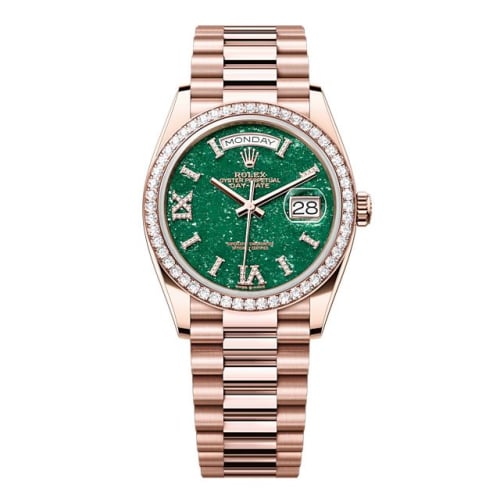 Rolex Day-Date 36 Everose Gold - Diamond / Green Aventurine / President