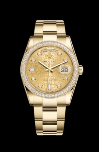 Rolex Day-Date 36 Yellow Gold Diamonds / Oyster / Champagne Computer