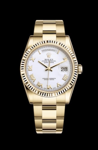 Rolex Day-Date 36 Yellow Gold / Oyster / White Roman