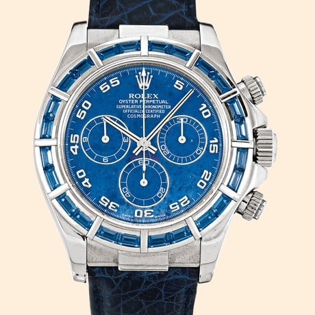 Rolex Daytona White Gold Blue Sapphire Strap Sodalite