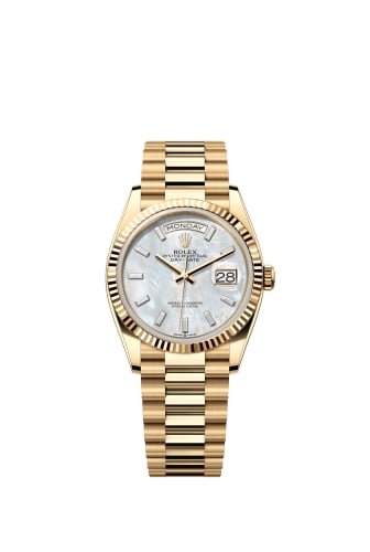 Rolex Day-Date 36 Yellow Gold / Fluted / MOP - Baguette / President