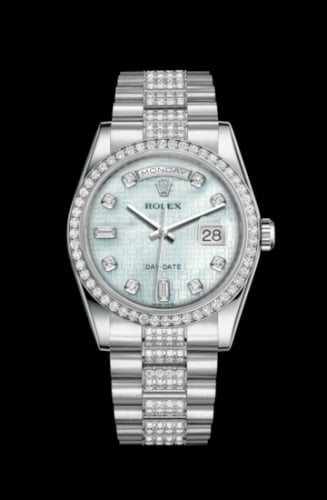 Rolex Day-Date 36 Platinum Diamonds / President Diamonds / MOP