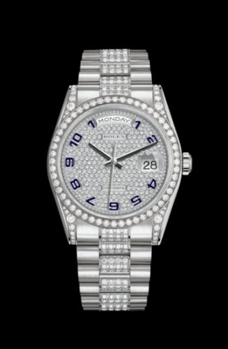 Rolex Day-Date 36 White Gold Diamonds / President Diamond / Paved