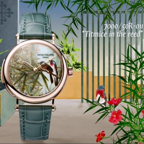 Patek Philippe Minute Repeater 7000 Rose Gold / Titmice in the Reed